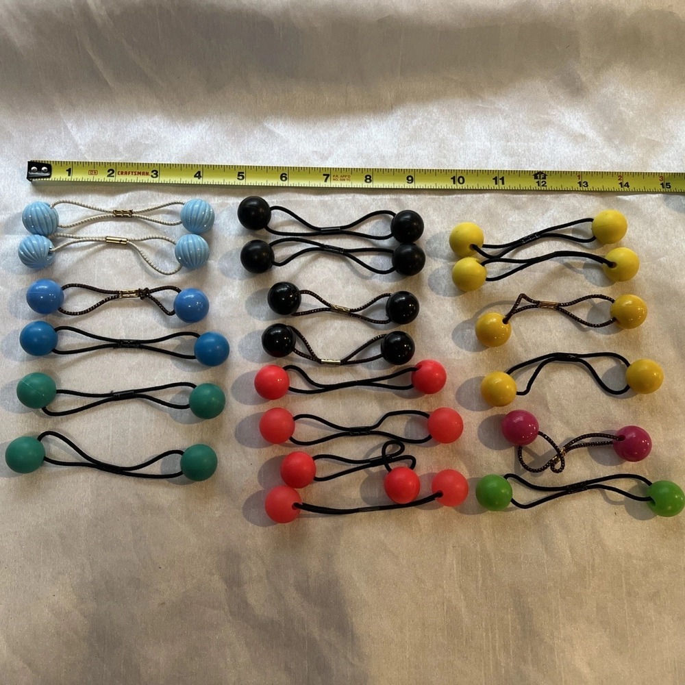 Lot of 20 Plastic Knocker Bubble Ball Hair Ties Elastic Bands - Some vintage